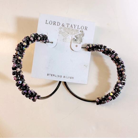 Lord and Taylor Iridescent Purple Pink Hoop Earrings Retro NWT NEW - Picture 6 of 7